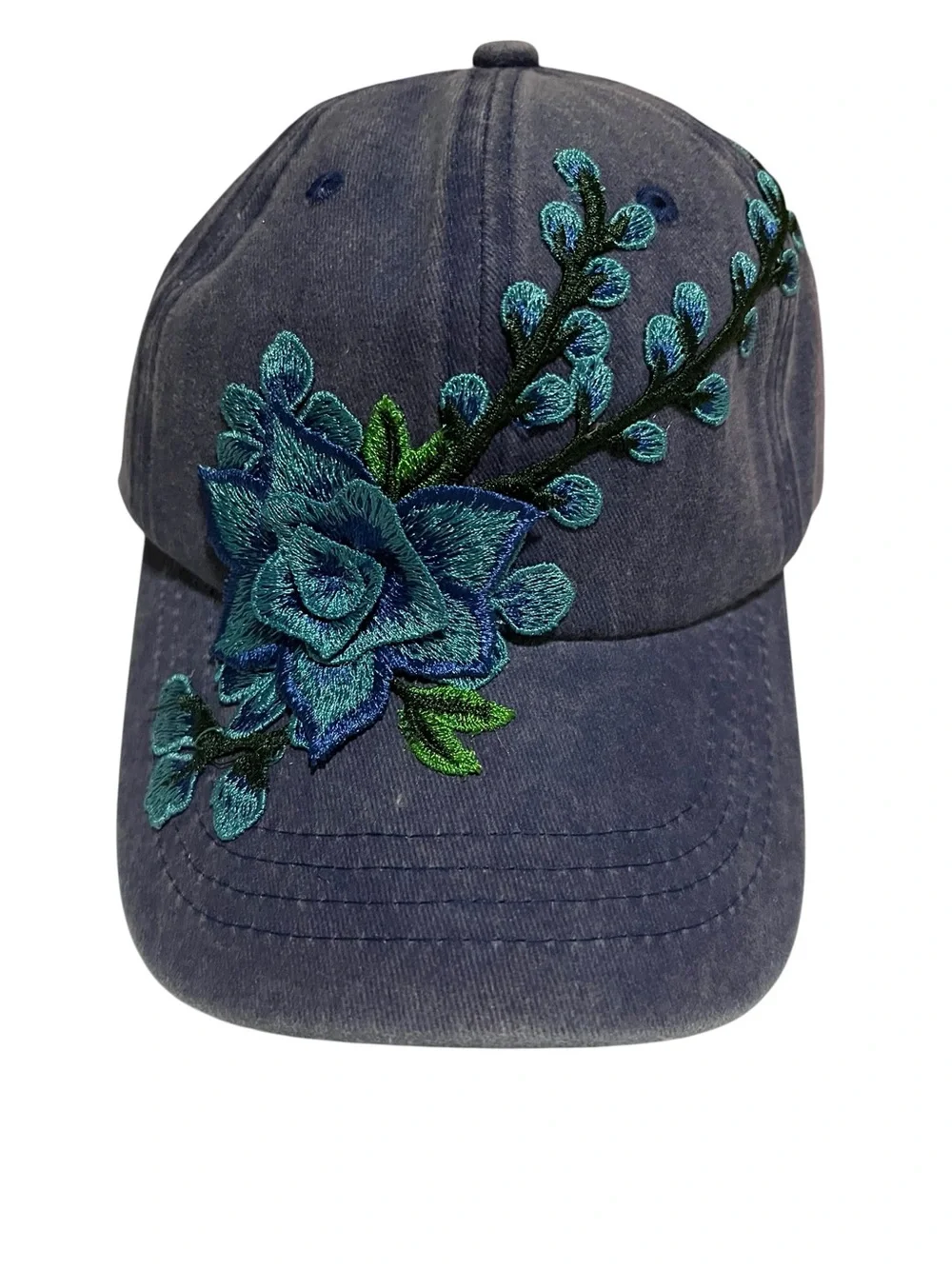JAM Designs - Embroidered Floral Navy Baseball Cap